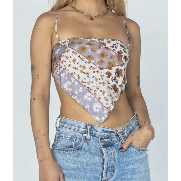 Princess Polly Floral Tie Back Bandana Top Boho Indie Festival, Size 4 - Picture 1 of 6